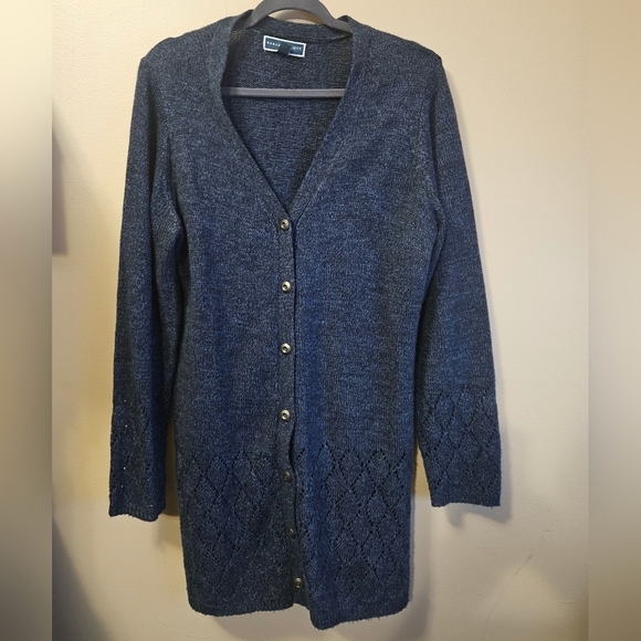 Karen Scott Women's Size XL Blue Knit Cardigan - Picture 1 of 4